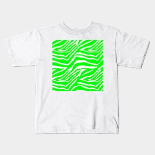 Zebra Animal Print Green and White Pattern Kids T-Shirt